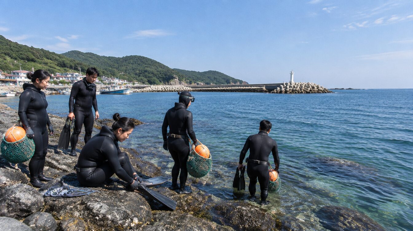 감포 해역에서 진행되는 다이빙 실습